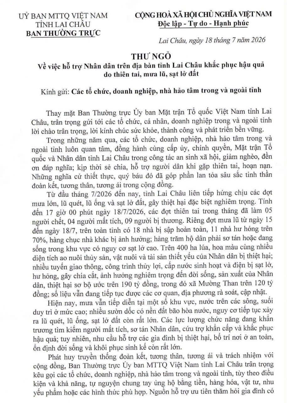 CẢNH BÁO: GIẢ MẠO KÊU GỌI TỪ THIỆN HỖ TRỢ MƯA LŨ TẠI XÃ MƯỜNG THAN