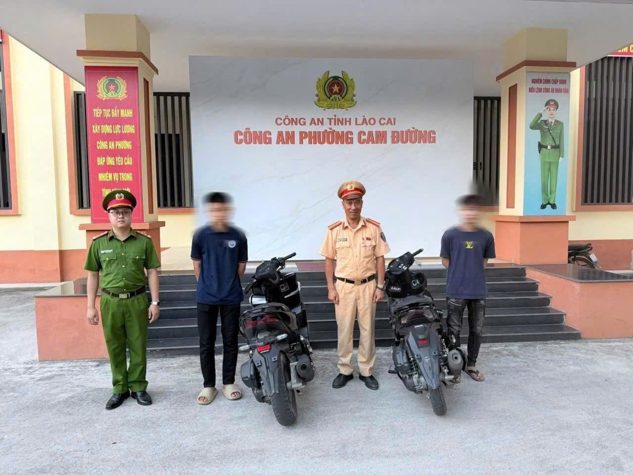 CÔNG AN PHƯỜNG CAM ĐƯỜNG XỬ LÝ NHÓM THANH THIẾU NIÊN TỤ TẬP, DIỄU HÀNH TRÊN ĐƯỜNG PHỐ